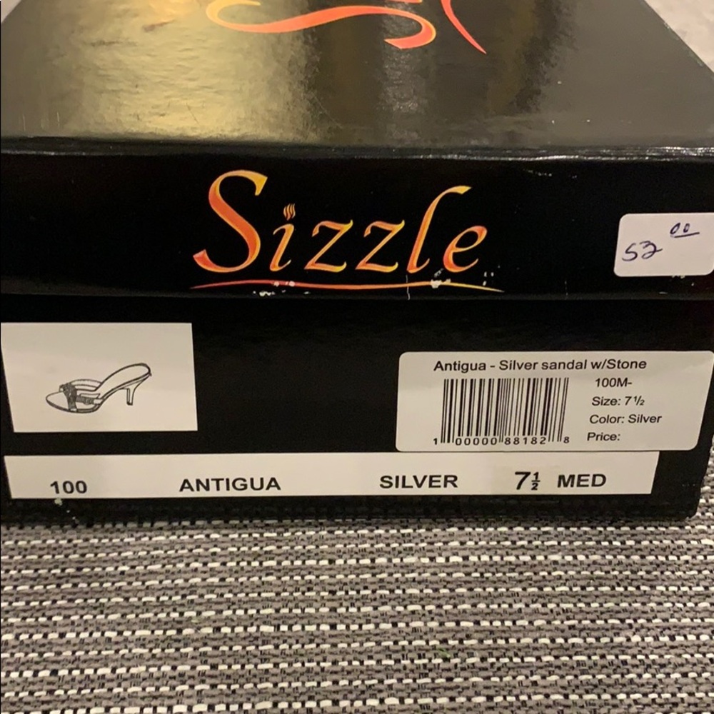 Sizzle silver heels with rhinestones